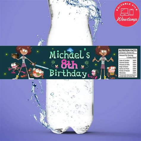 Amphibia Birthday Water Bottle Label Template Wowtemp