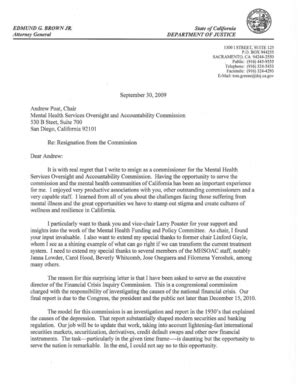 Fillable Online Mhsoac Ca Resignation Letter To Mhsoac From Tom Greene