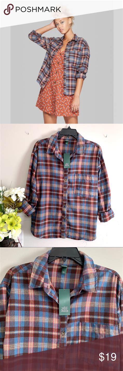 Wild Fable Long Sleeve Button Down Plaid Shirt Wild Fable Long Sleeve Button Down Plaid Shirt