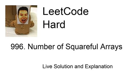 Number Of Squareful Arrays Leetcode Hard Youtube