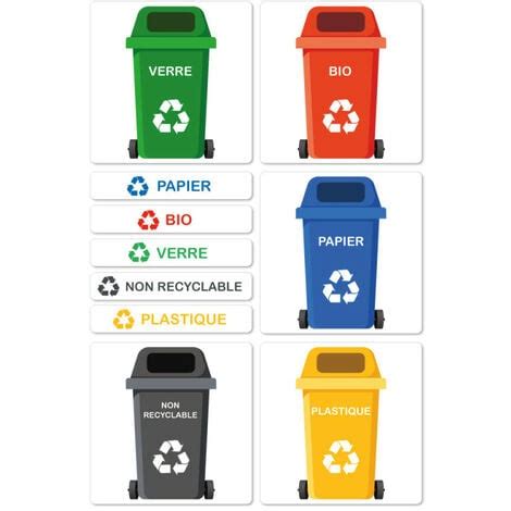 Étiquettes adhésives pour poubelles de tri sélectif I0888 50 x 50 mm