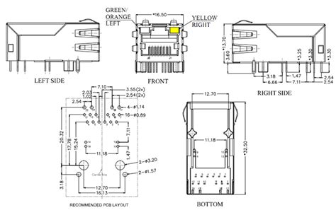 RJ45 with POE Magnetics Jack Gigabit Ethernet Connector