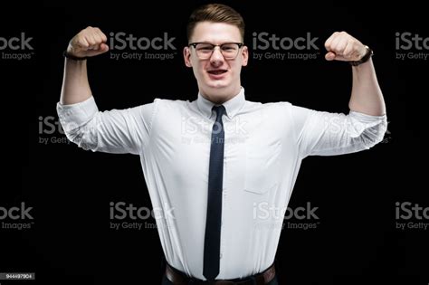 Portrait Of Confident Handsome Elegant Responsible Businessman Showing