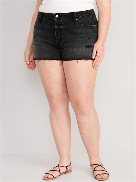 Short OG droit en denim à taille haute et braguette boutonnée pour