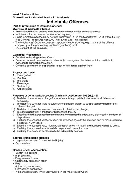 Week 7 Lecture Notes Part 1 Week 7 Lecture Notes Criminal Law For