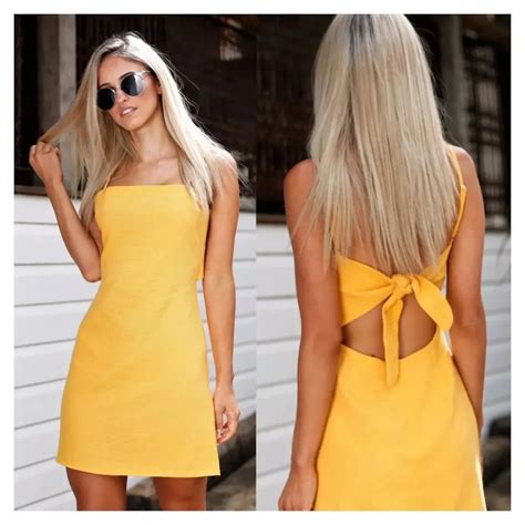 Ldzhps 2018 Summer Beach Dress Casual Sexy Bow Dress Backless Women Sundress Slim Fit Bodycon