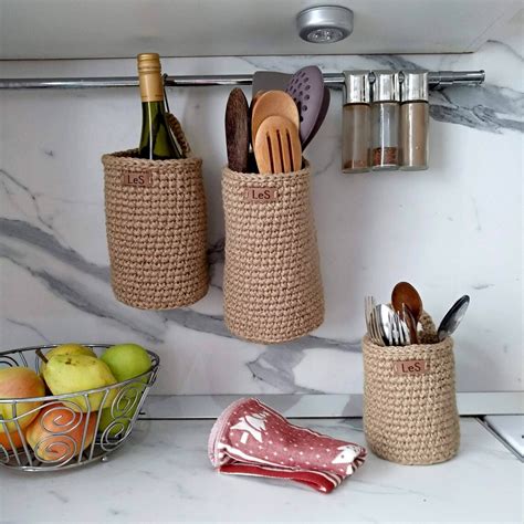 Wall Hanging Storage Baskets Jute Hanging Baskets Kitchen Etsy