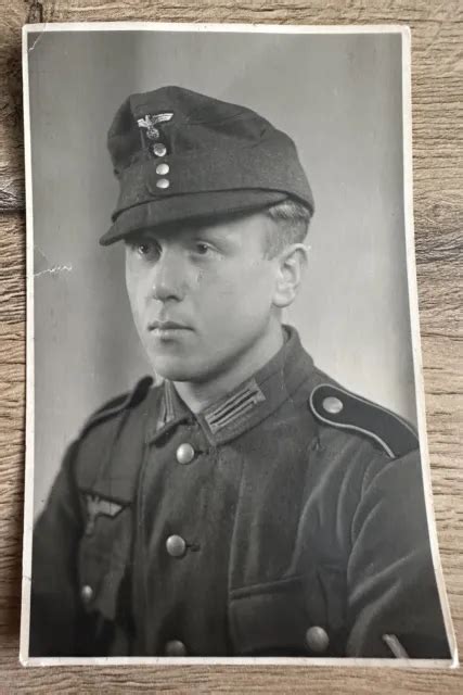 Pk Portrait Foto Wehrmacht Wh Heer Gf Feldbluse Feldm Tze Wk Eur