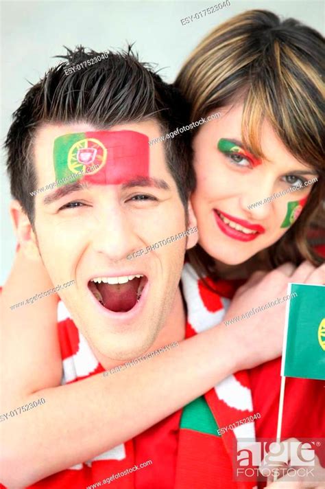 Two Portugal Fans Stock Photo Picture And Low Budget Royalty Free