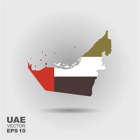 Mapa Zjednoczonych Emirat W Arabskich Z Flag Premium Wektor