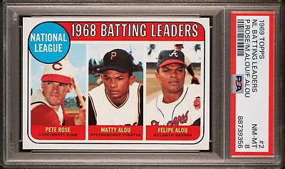 1969 Topps NL Batting Leaders Baseball Card PSA Graded NM MT 8 2 In