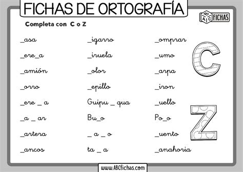 Fichas Con Ejercicios De Ortografía Para Niños