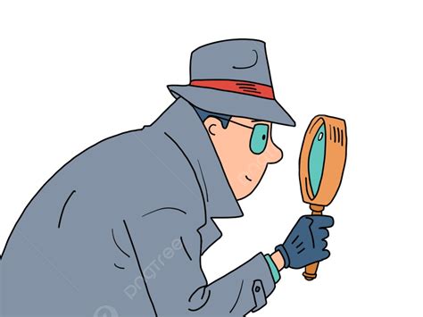 Detective And Magnifying Glass Illustration Profession Mystery Png