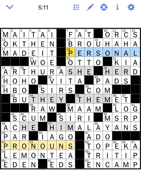 The New York Times Crossword Puzzle Solved: Tuesday's New York Times ...