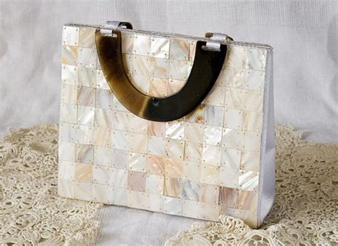 Reserved For Kady Mother Of Pearl Tile Handbag Vintage 1960s Purse