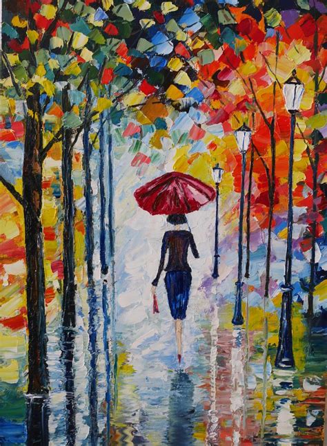 Картина маслом на холсте "Девушка под зонтом" 40*60 см | Painting, Oil ...