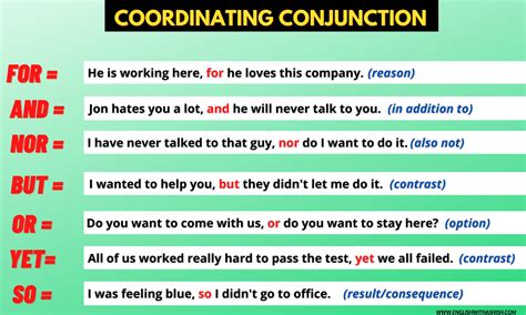 Sentences With Coordinating Conjunctions