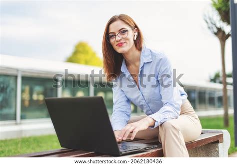 Young Confident Redhead Woman Programmer Online Stock Photo 2062180436