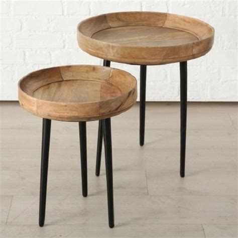 Bijzet Tafel Rond Salon Tafel Set Mango Hout Cm Cm