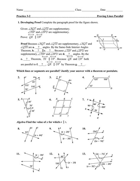 Prove Lines Parallel Worksheets