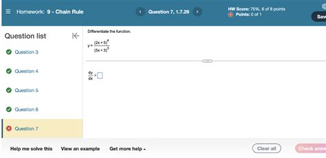 Solved Differentiate The Function Y 5x 3 3 2x 5 4 Dxdy