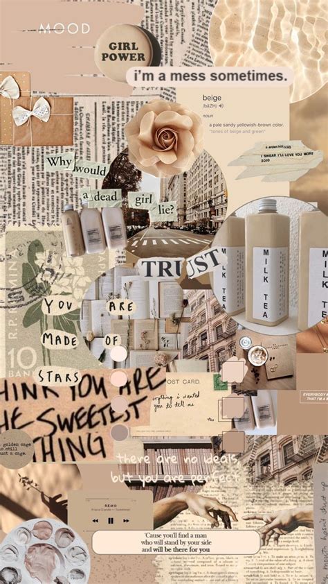 Beige Aesthetic Collage Background