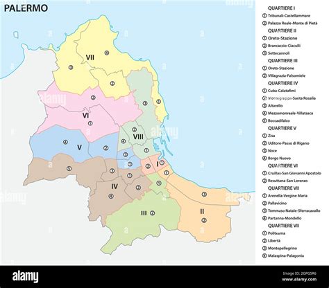 Mappa Vettoriale Amministrativa E Politica Della Capitale Siciliana