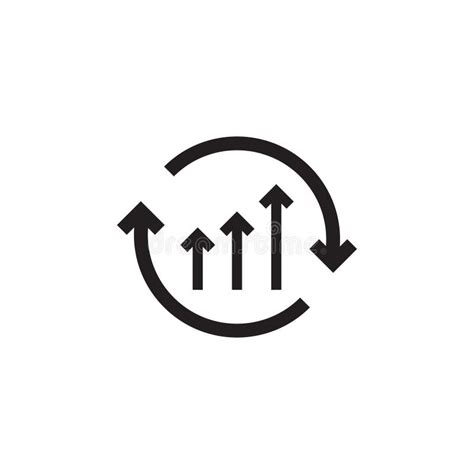 Continuous Growth Line Icon Growth Chart With Circular Arrows Flat