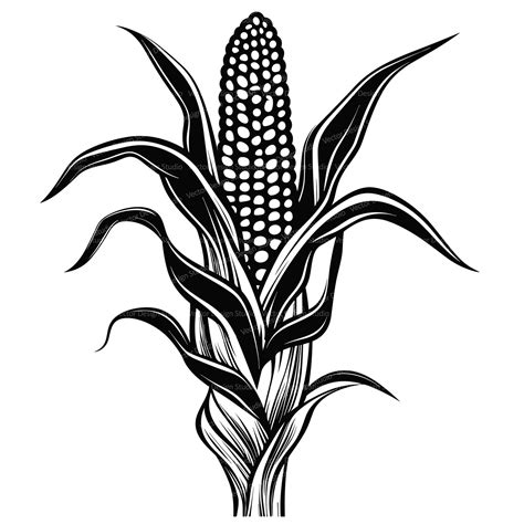 Corn Stalk Svg PNG Files Ear Of Corn Clipart Silhouette Gain Vector