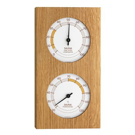 Analogue Sauna Thermo Hygrometer With Oak Frame TFA Dostmann