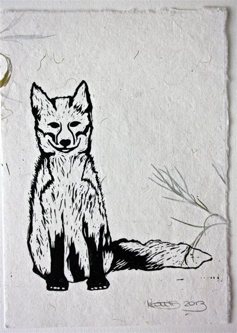 Linocut Fox Print Block Printed Wall Art By Thelinoprintshop Fox