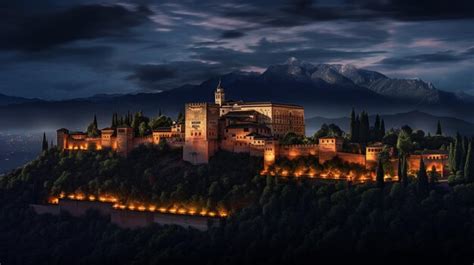 Premium AI Image | Night view of Alhambra