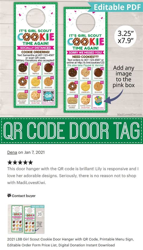 2023 Lbb Girl Scout Thank You Card With Qr Code Printable Cookie Order