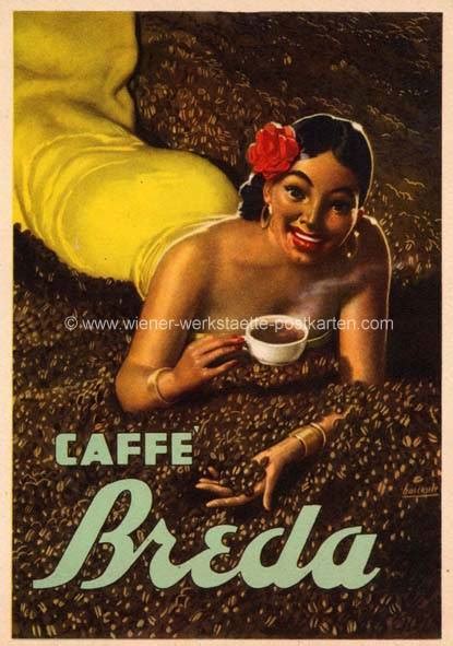 Caffe Breda sig Boccasile um 1940 Wiener Werkstätte Postkarten