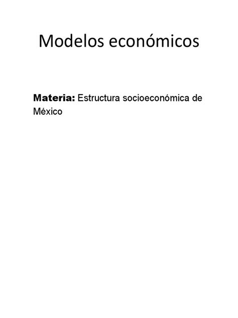 Modelos Económicos Pdf México Economias