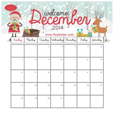 December 2014 Calendar Printable December Daily Printables December