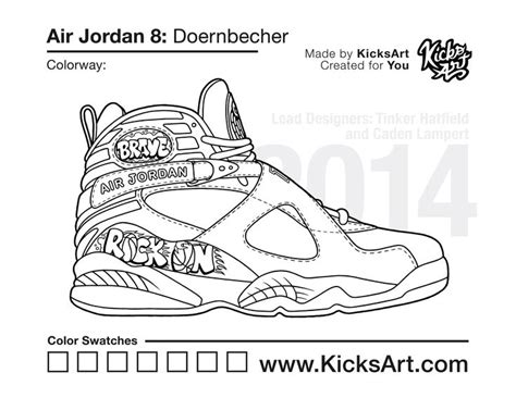 Air Jordan 8 Doernbecher Sneaker Coloring Pages Created By Kicksart