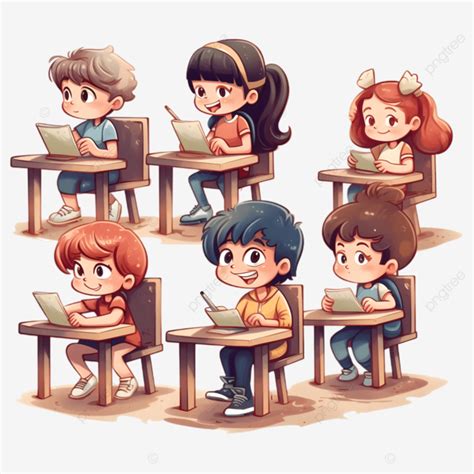 Illustration De Dessin Animé Détudiants En Classe PNG étudiant