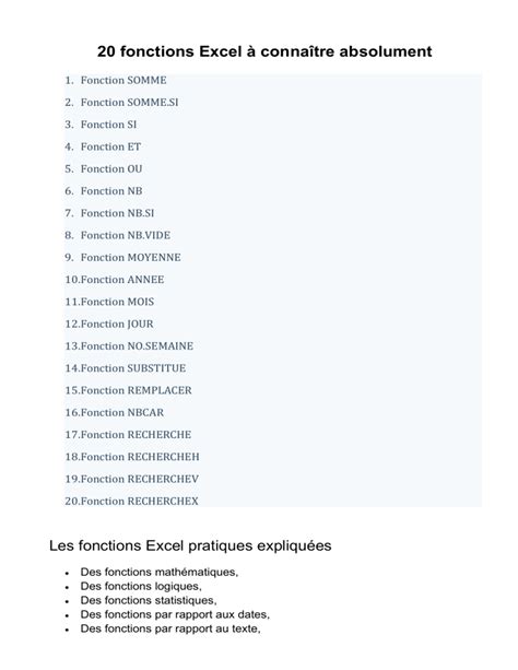 Excel Fonctions Excel Conna Tre Absolument