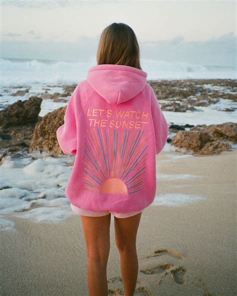 Let S Watch The Sunset Oversized Lux Hoodie In Vintage Washed Pink