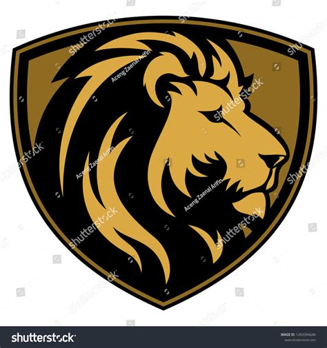 Lion Head Shield Gold Stock Vector Royalty Free 1283394646 Shutterstock