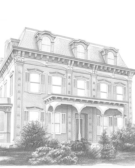 Pen And Ink Custom House Portrait Hand Drawn House Sketch My Home