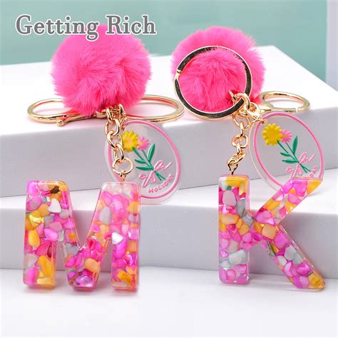 Kawaii Letras Chaveiros Para Bolsas Femininas Encanta A Z Alfabeto