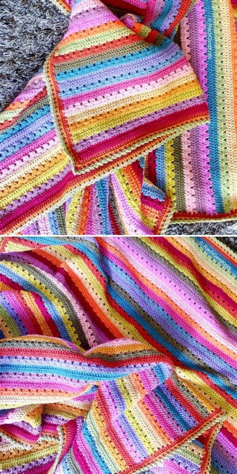 Cosy Stripe Blanket Free Crochet Pattern Weave Crochet