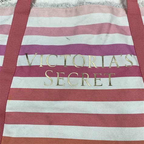 Victoria S Secret Pink White Striped Beach Weekender Gem