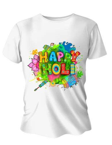 Polyester Happy Holi Printed Tshirt At Rs 60 In Noida Id 2853422218188