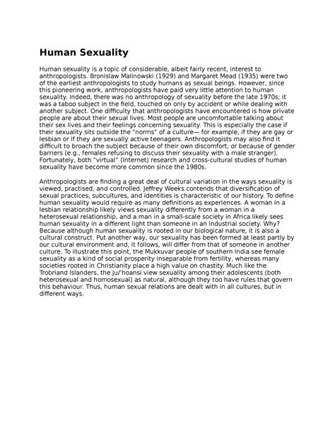 Human Sexuality Lecture Notes 9 Human Sexuality Human Sexuality Is