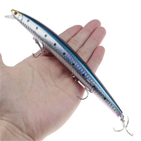 Señuelo de pesca tipo minnow cebo artificial duro de plástico láser