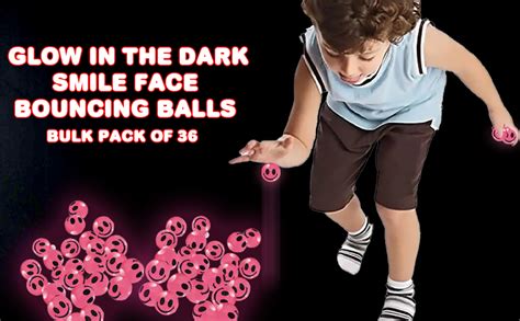 Artcreativity Pink Glow In The Dark Smile Face Bouncing Balls Bulk Pack Of 36 1