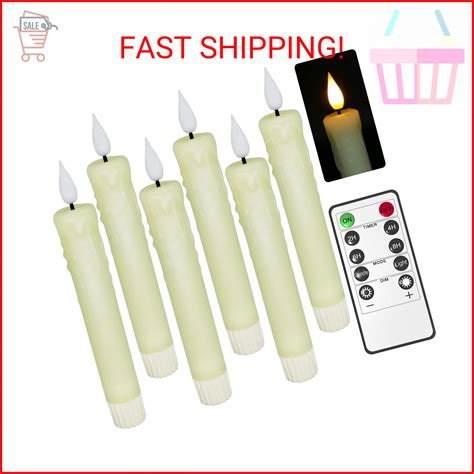 PChero Real Wax LED Flameless Taper Candles With Remote Timer 6 4 Inch